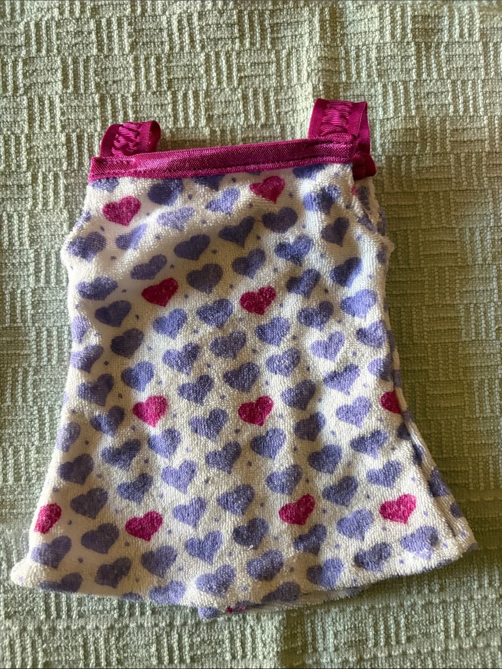 American Girl Purple Heart Dress with Pink Shoes and Pink Underwear